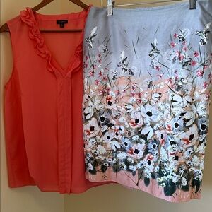 Talbots Spring Workwear Set | Linen Skirt 10 + Blouse 12